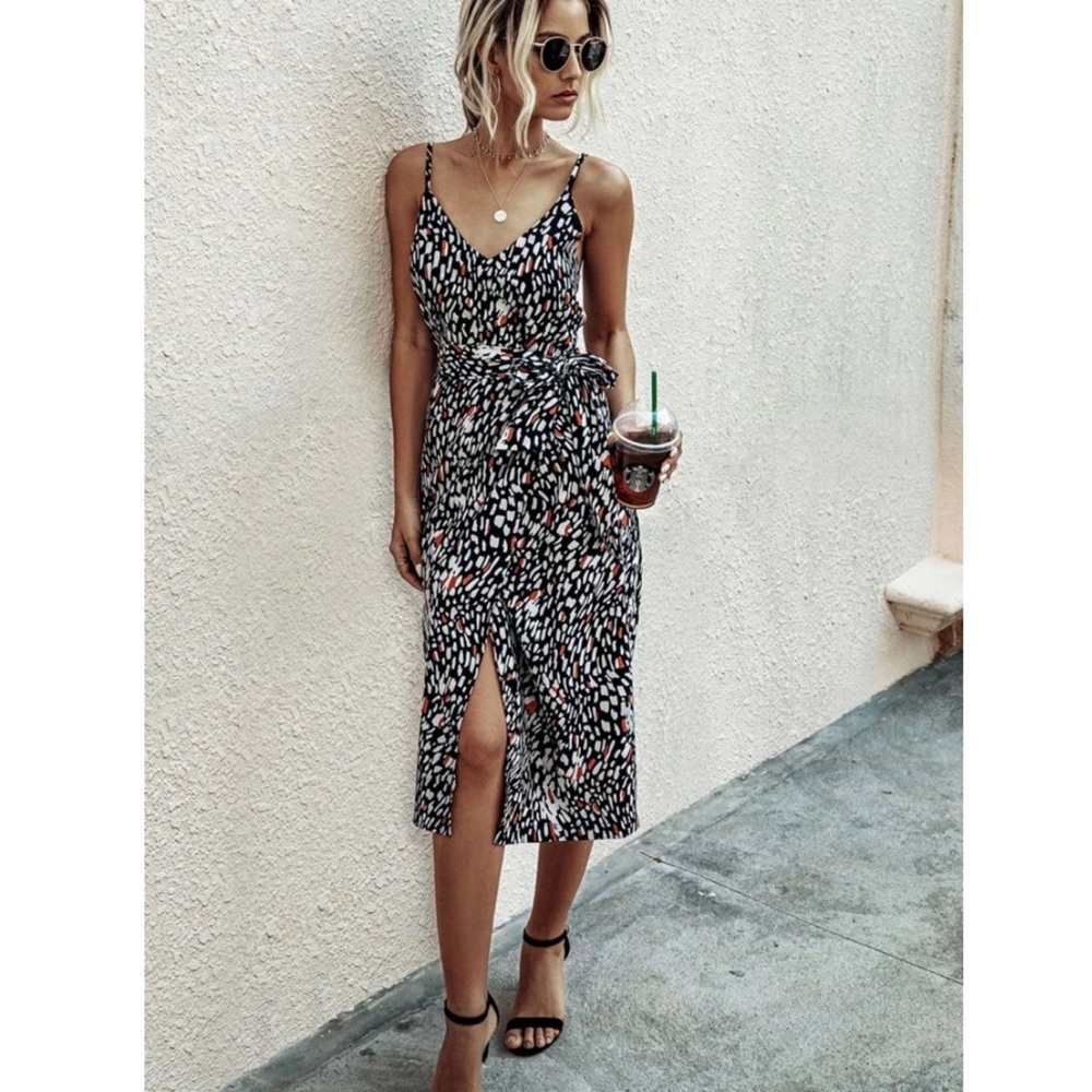 🪡printed faux wrap dress - Picture 3 of 8